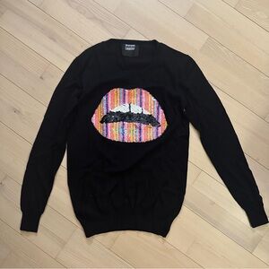 Markus Lupfer merino wool sweater sequin lips XS